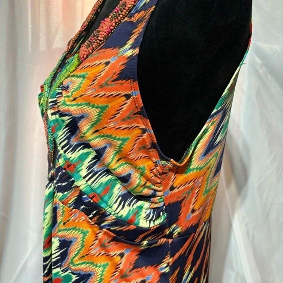 NY Collection Multi color Sleeveless Maxi Dress, Size:L